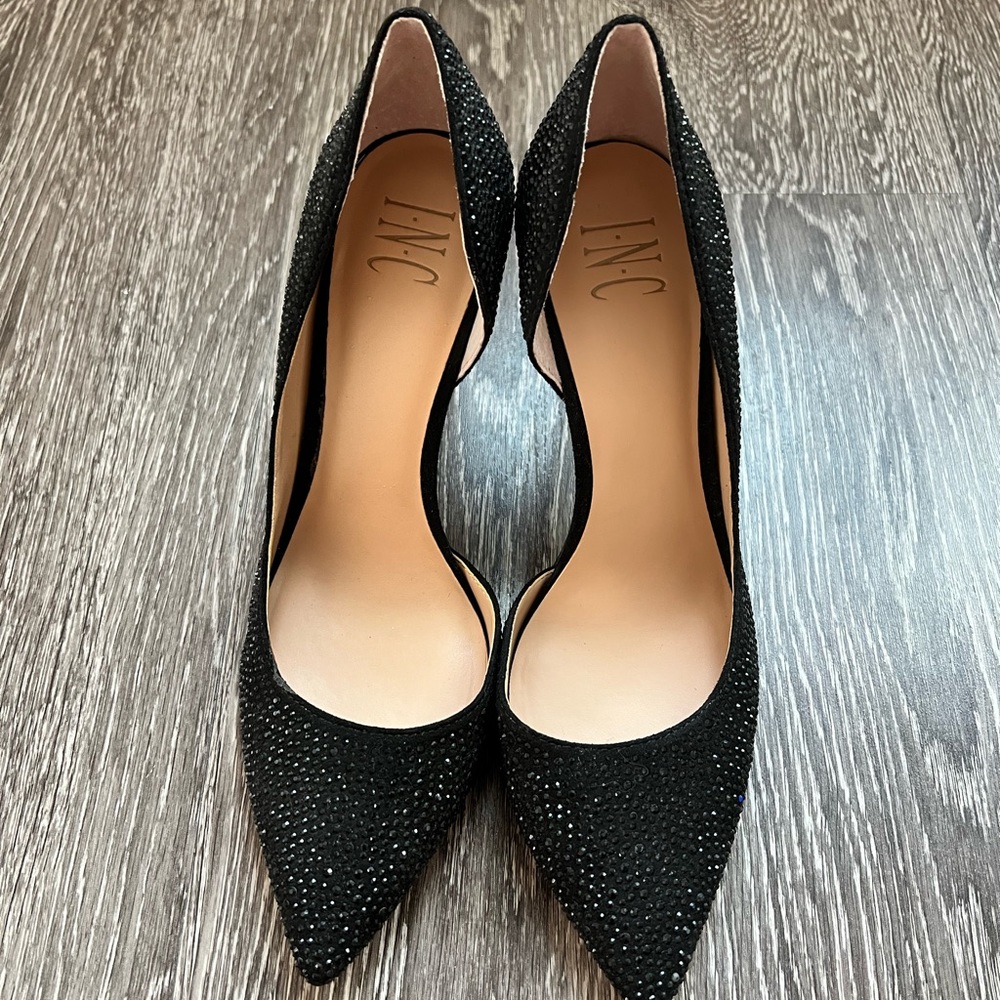 COPY - Black embellished heels, INC, 9, lightly worn